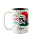 Funny Skull In Santa Hat Ho Ho Ho Christmas