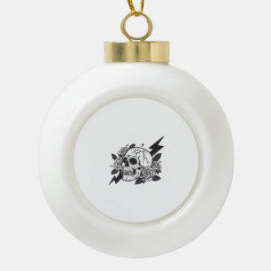 Funny Skull Lover Ceramic Ball Christmas Ornament