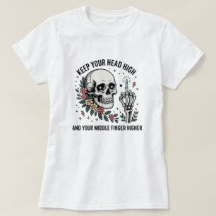 Funny Skull Middle Finger T-Shirt   Sarcastic Flor