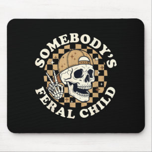 Funny Skull Skeleton Retro Humour Somebodys Feral Mouse Pad