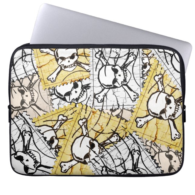 Funny Skull Stamp Laptop Sleeve (Front)