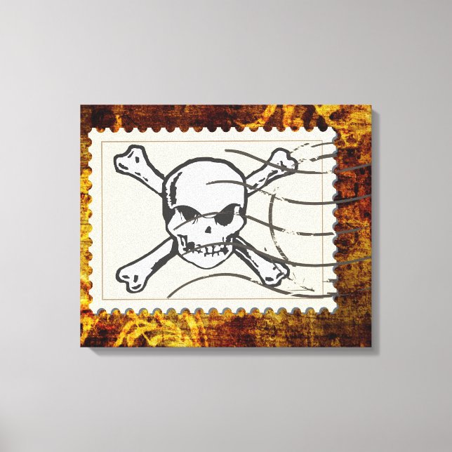 Funny Skull Stamp Vintage 3 Canvas Print (Front)