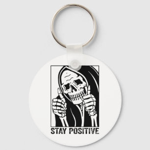 Funny Skull Stay Positive Skeleton Halloween Motiv Key Ring