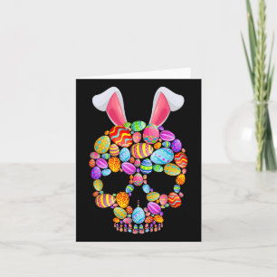 Funny Skull With Bunny Ears And Easter Eggs Easter Card