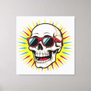 **Funny Skull With Sunglasses – Cartoon Laughing S Canvas Print