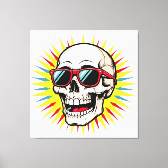 **Funny Skull With Sunglasses – Cartoon Laughing S Canvas Print (Front)