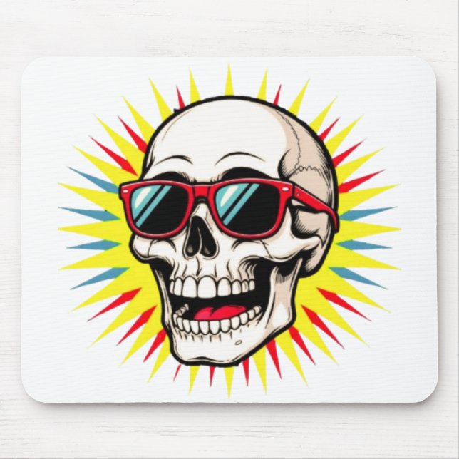 **Funny Skull With Sunglasses – Cartoon Laughing S Mouse Pad (Front)