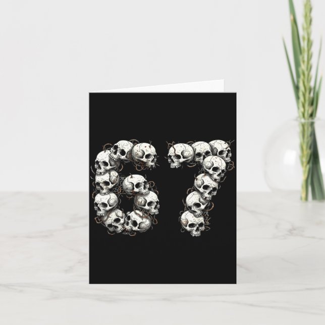 Funny Skulls 6 7 Meme Six Seven Love Halloween  Card (Front)