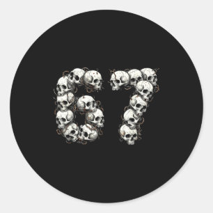Funny Skulls 6 7 Meme Six Seven Love Halloween Classic Round Sticker