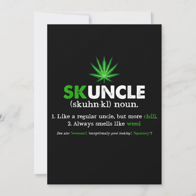 Funny Skuncle Weed Smoker Uncle  Lover Invitation (Front)