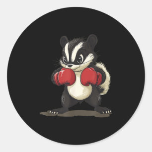 Funny Skunk Costume With Boxing Gloves For Boys An Classic Round Sticker