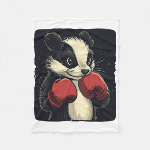 Funny Skunk Face With Boxing Gloves Costume  Fleece Blanket