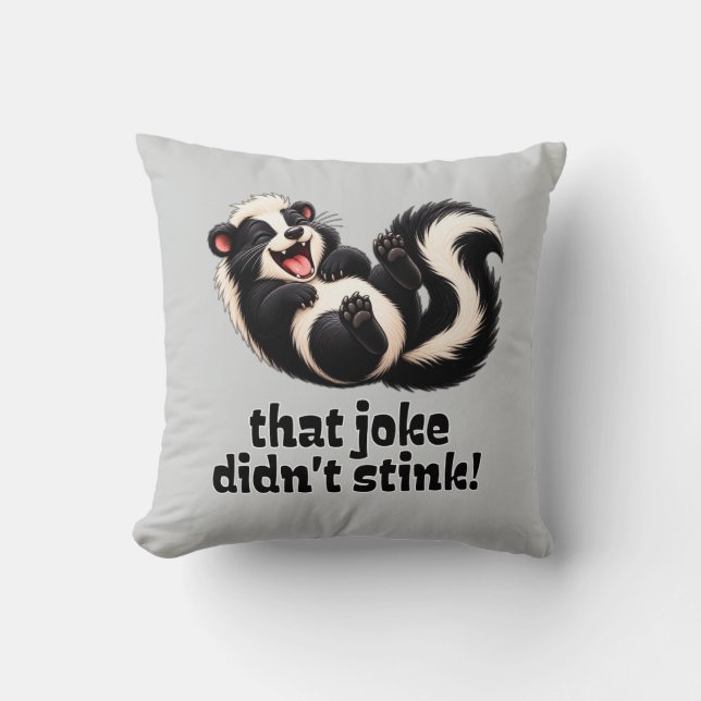 Funny Skunk Joke Cartoon Cushion (Front)