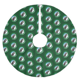 Funny Skunk On A Sled It's Christmas! Cartoon Brushed Polyester Tree Skirt