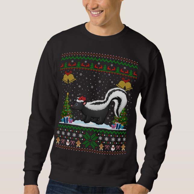 Funny Skunks Xmas Gift Santa Hat Ugly Skunk Christ Sweatshirt (Front)