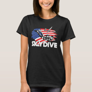 Funny Skydive US America Flag Parachuting Skydivin T-Shirt