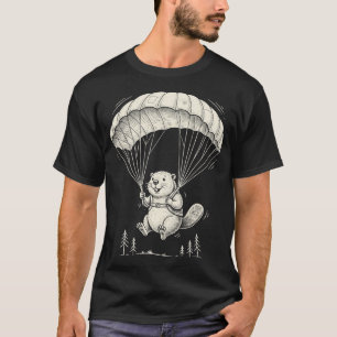 Funny Skydiving Beaver Design Cute Parachute T-Shirt