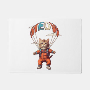 Funny Skydiving Cat Doormat