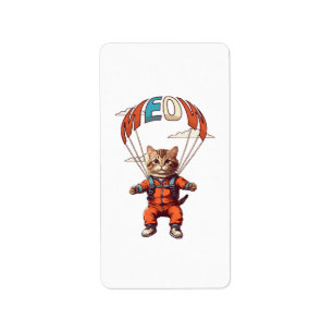 Funny Skydiving Cat Label