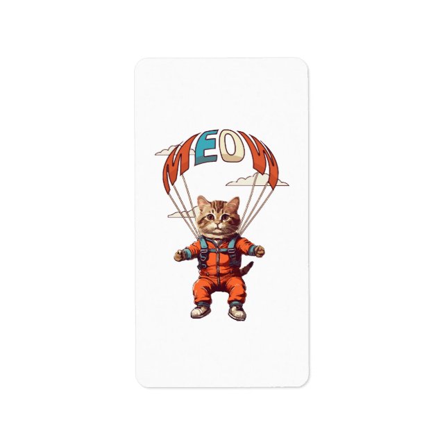 Funny Skydiving Cat Label (Front)