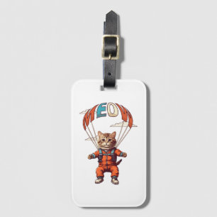 Funny Skydiving Cat Luggage Tag