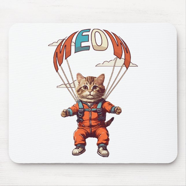 Funny Skydiving Cat Mouse Pad (Front)