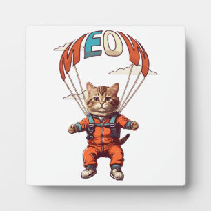 Funny Skydiving Cat Plaque