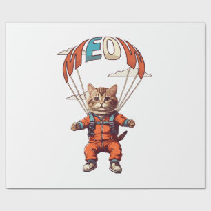 Funny Skydiving Cat Wrapping Paper