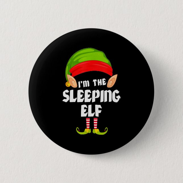 Funny Sleeng Elf Matching Family Group Pj Christma 6 Cm Round Badge (Front)