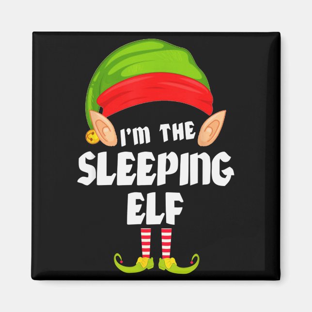 Funny Sleeng Elf Matching Family Group Pj Christma Magnet (Front)