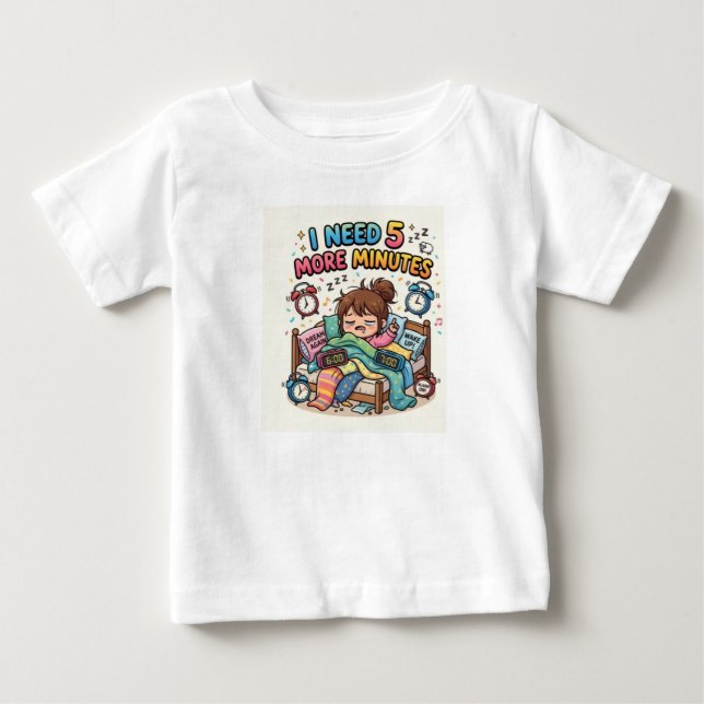 Funny Sleep T-Shirt – I Need 5 More Minutes Cute  (Front)