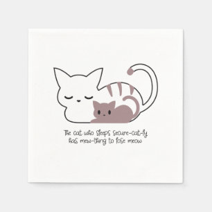 Funny Sleeping Cat Pun and Art II Napkin
