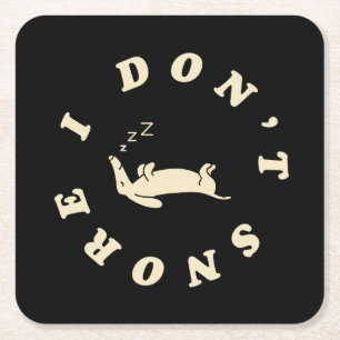Funny Sleeping Dog Square Paper Coaster