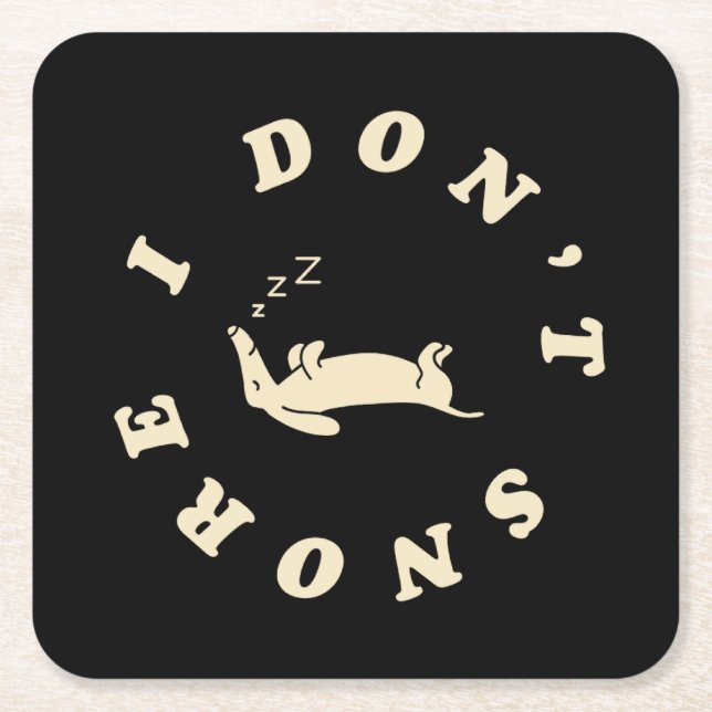 Funny Sleeping Dog Square Paper Coaster (Front)