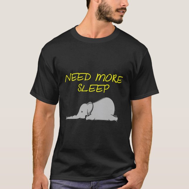 Funny Sleeping Elephant Pajama T-Shirt For Bedtime (Front)