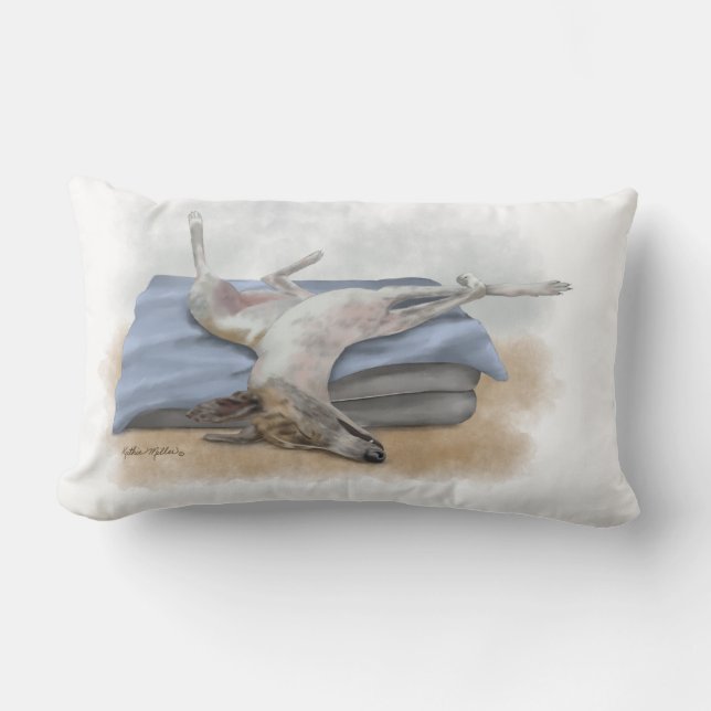 Funny Sleeping Greyhound Cartoon Lumbar Cushion (Front)