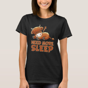 Funny Sleeping Highland Cattle Cow Pajama Bedtime T-Shirt