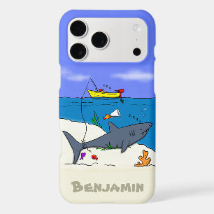 Funny sleeping shark and fishing cartoon