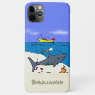 Funny sleeping shark and fishing cartoon Case-Mate iPhone case