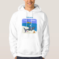 Funny sleeping shark and fishing cartoon