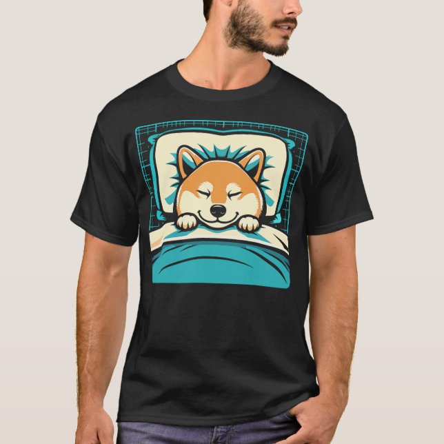 Funny Sleeping Shiba Inu Shirt Lazy Doge Napping D (Front)