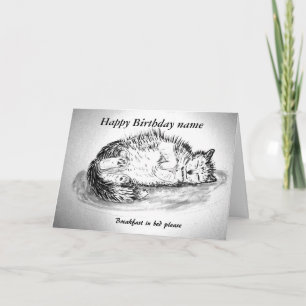 Funny sleepy cat customisable front inside card
