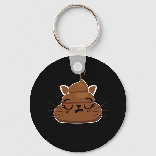 Funny Sleepy Cat Emoji Pajama Poo Emoticon Humour Key Ring (Front)