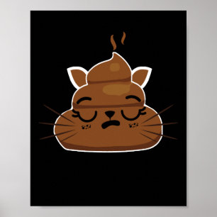 Funny Sleepy Cat Emoji Pajama Poo Emoticon Humour Poster