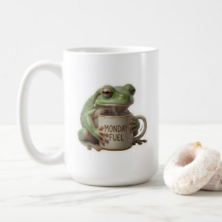 Funny Sleepy Frog Drinking Coffee Monday Fuel Mug