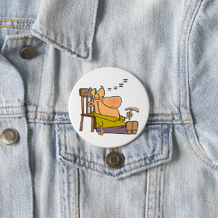 Funny Sleepy Man Napping with Sandwich  7.5 Cm Round Badge
