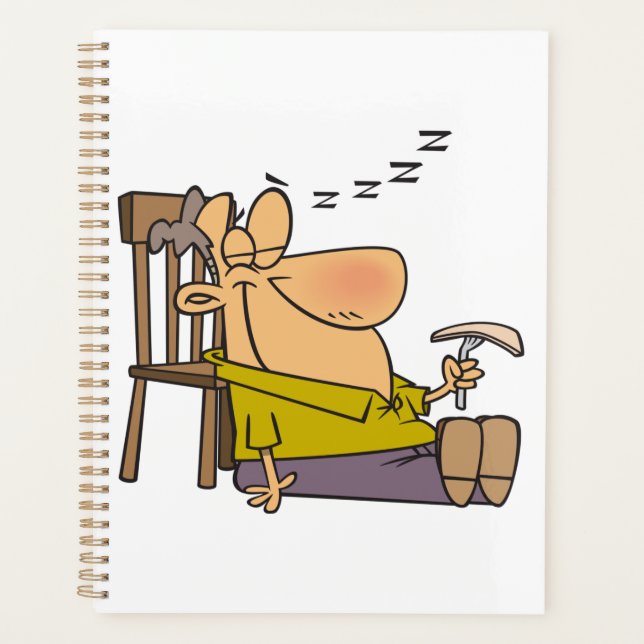 Funny Sleepy Man Napping with Sandwich  Planner (Front)