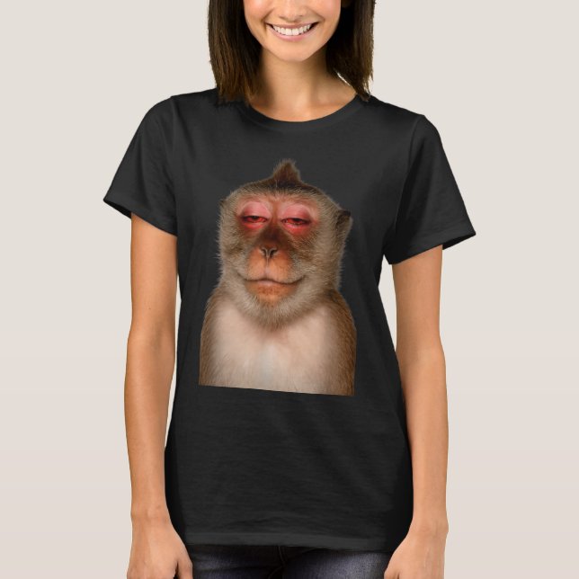 Funny sleepy monkey tired monkey meme primate  T-Shirt (Front)