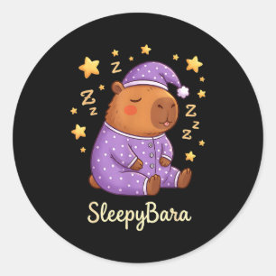 Funny sleepybara capybara bedtime zzz night cute classic round sticker