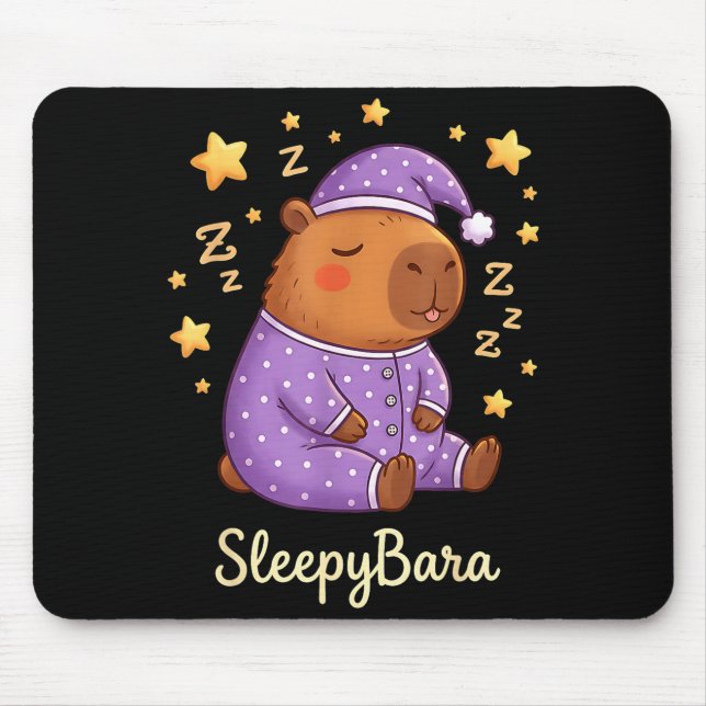 Funny sleepybara capybara bedtime zzz night cute mouse pad (Front)